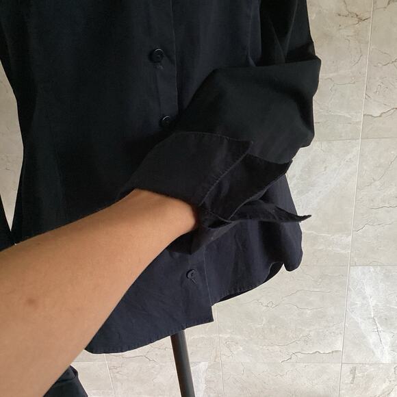 Anne Fontaine, Black Alison Button Up Top, 40 Double Collar & Cuffs Classic $350 - Picture 9 of 11